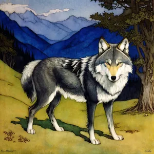 Wild Timber Wolf - Majestic Canine Predator in Untamed Fur