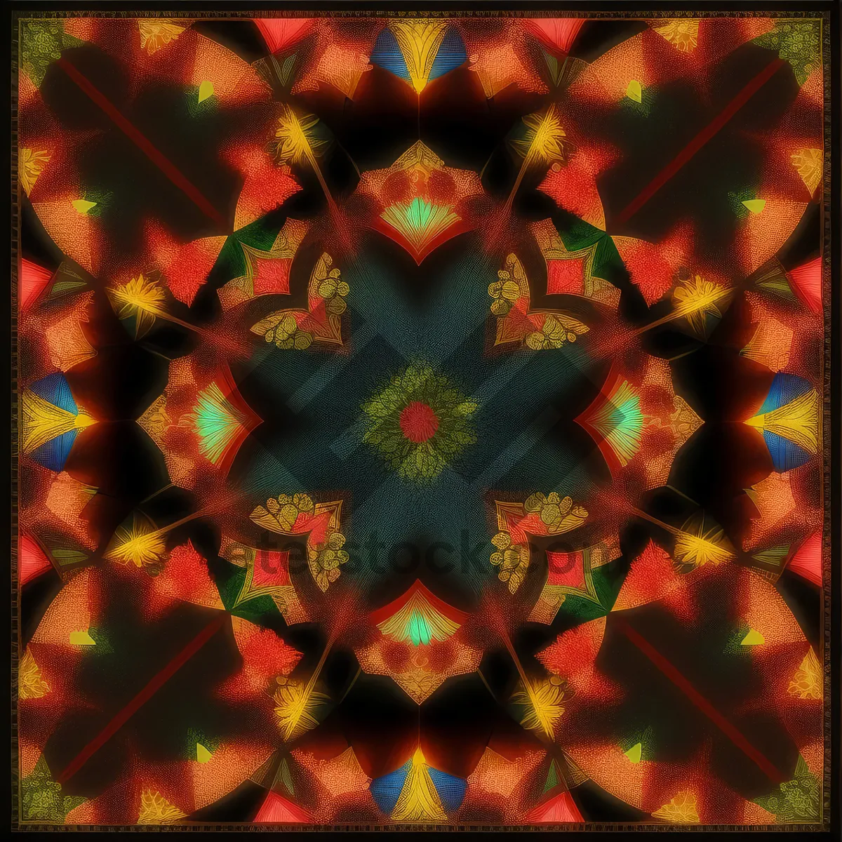 Picture of Vibrant Pumpkin Kaleidoscope: Colorful Fantasy Fractal Art