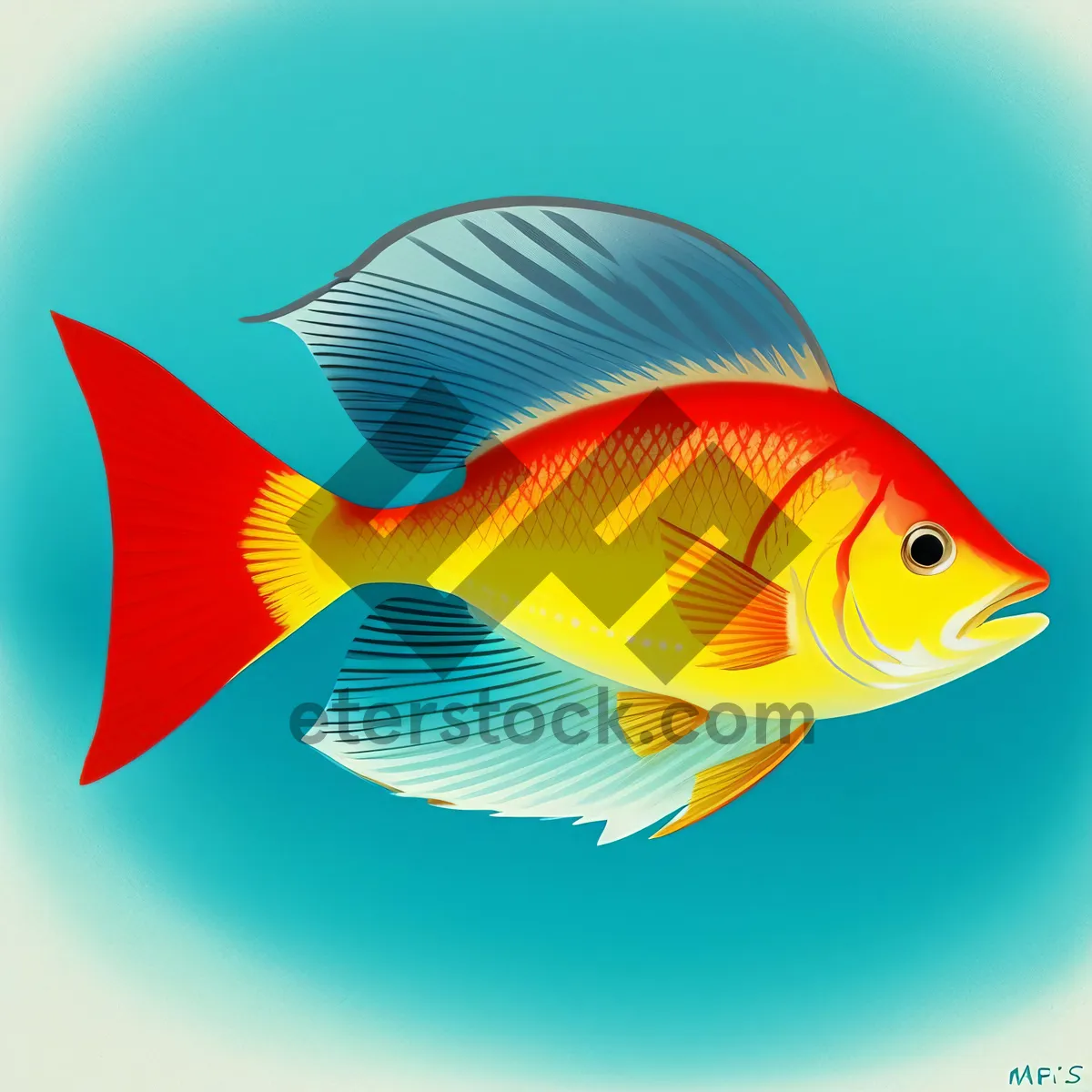 Picture of Tropical Goldfish Swimming in Seawater