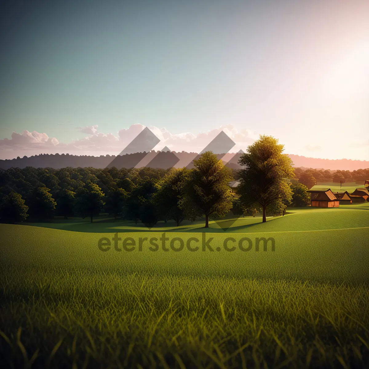 Picture of Serene Sunset Over Rolling Countryside