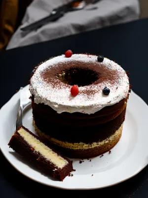 Delicious Breakfast: Fresh Fruit and Cream Cake