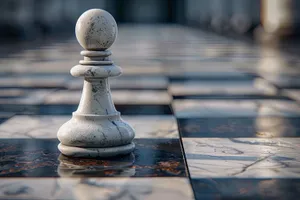 Strategic chess game with black pieces on wooden board