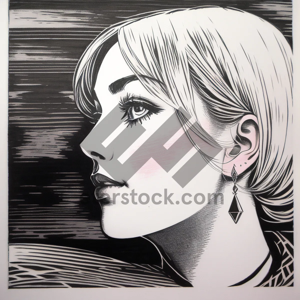 Picture of Stylish Zebra Portrait: Sketch of a Fashionable Model with Attractive Features
