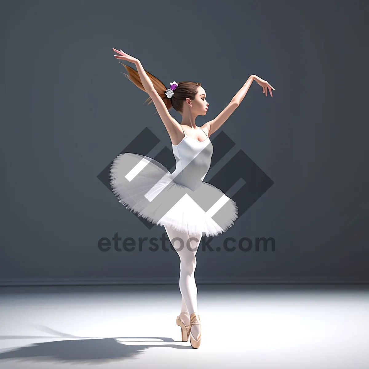 Picture of Elegant Ballerina Gracefully Performing a Jump