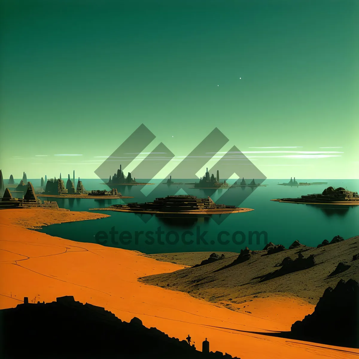 Picture of Serene Sunset by the Ocean: Beach Bliss