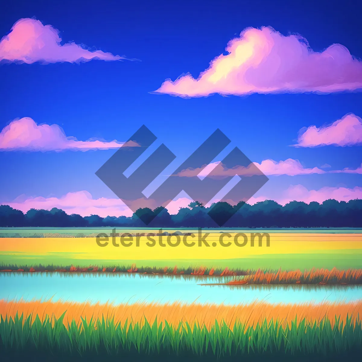 Picture of Golden Hour Sky with Fluffy Cumulus Clouds