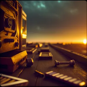 Sunset Drive: School Bus Journey through a Vibrant Sky