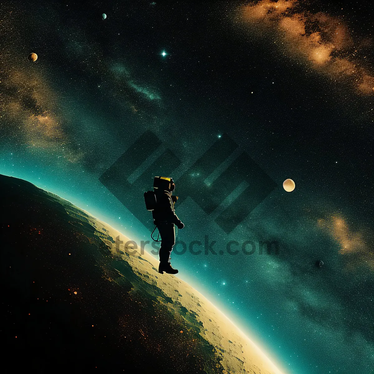 Picture of Fantasy galaxy swimmer in bright celestial space