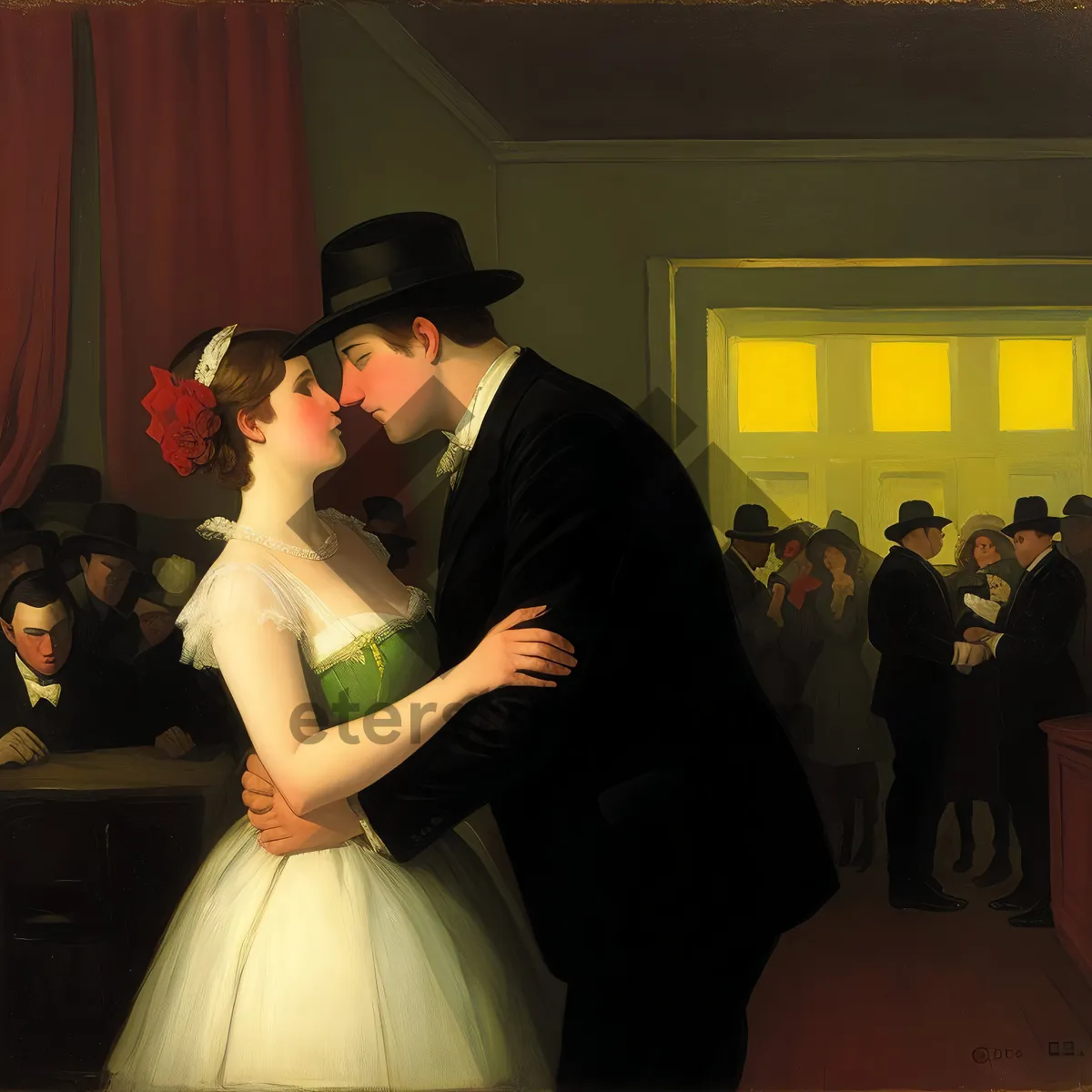 Picture of Joyful Couple Embracing on Wedding Day