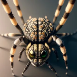 Black and Gold Arachnid in Close-Up