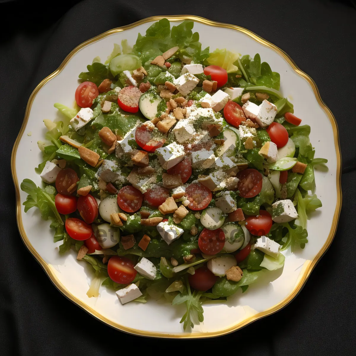 Picture of Fresh and Healthy Bean Salad with Tomato and Lettuce