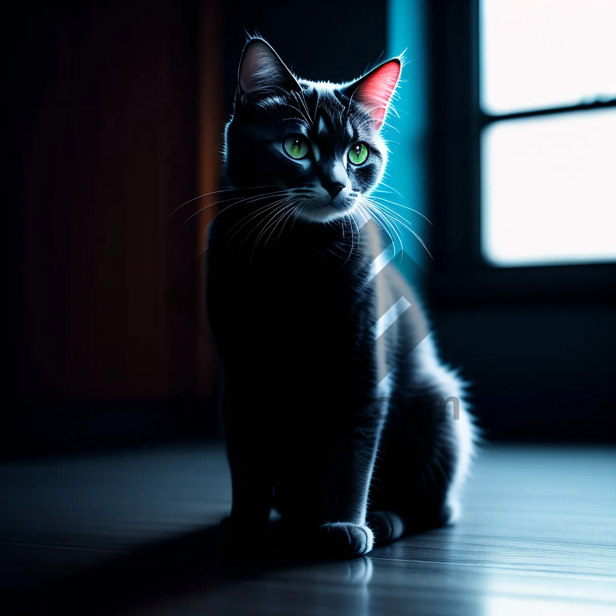 Picture of Playful Kitty Peeking from Windowsill