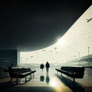 Modern Interior Hall with Furniture and Table