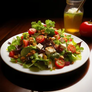 Delicious Vegetable Salad with Fresh Tomatoes and Lettuce