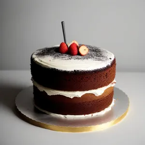 Birthday cake with berries and candle