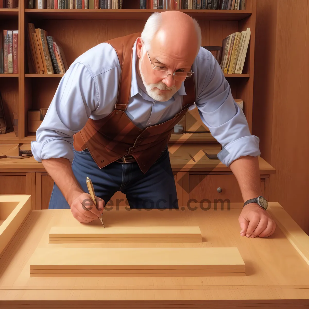 Picture of Smiling Carpenter at Work in Classroom