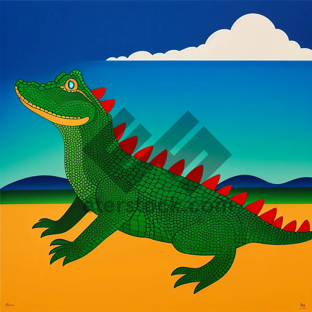 Picture of Green Cartoon Lizard Design