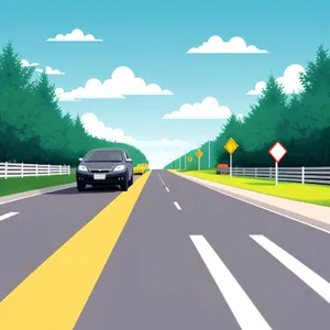 Rural Landscape with Asphalt Road and Cloudy Sky