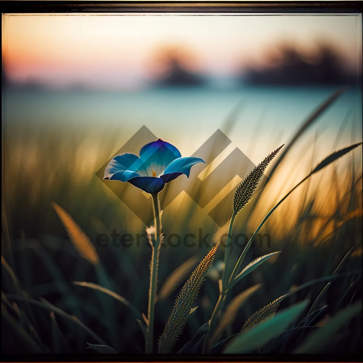 Picture of Vibrant Summer Flax in Sunlit Grass