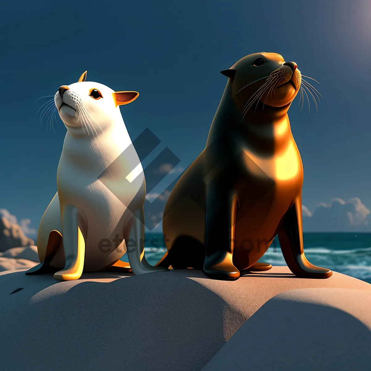 Picture of Cute beach pet enjoying tropical ocean vacation