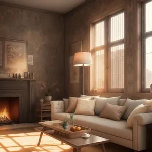 Modern Living Room with Comfortable Sofa and Stylish Lighting