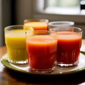 Healthy Fruit Breakfast on Table with Hot Tea
