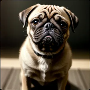 Adorable Wrinkled Pug Studio Portrait: Cute Pet Bulldog