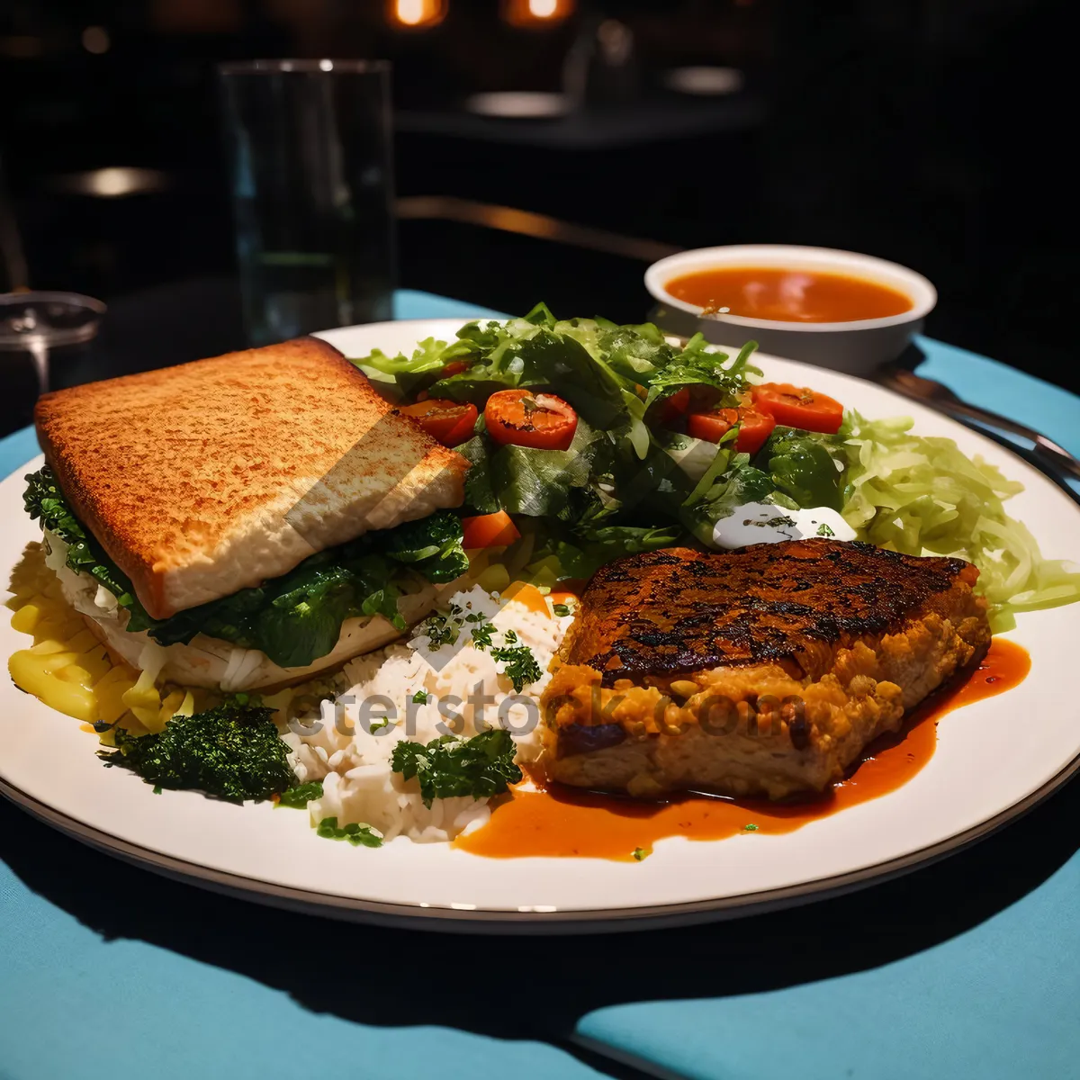 Picture of Gourmet grilled beef salad with spicy sauce