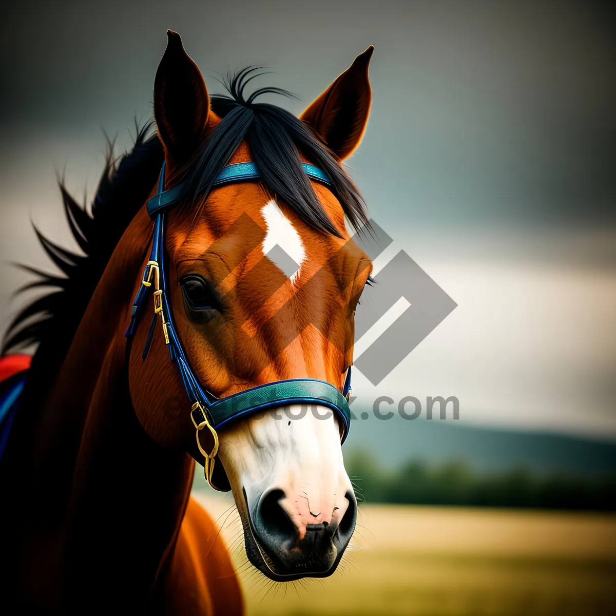 Picture of Stunning Thoroughbred Stallion in Brown Bridle