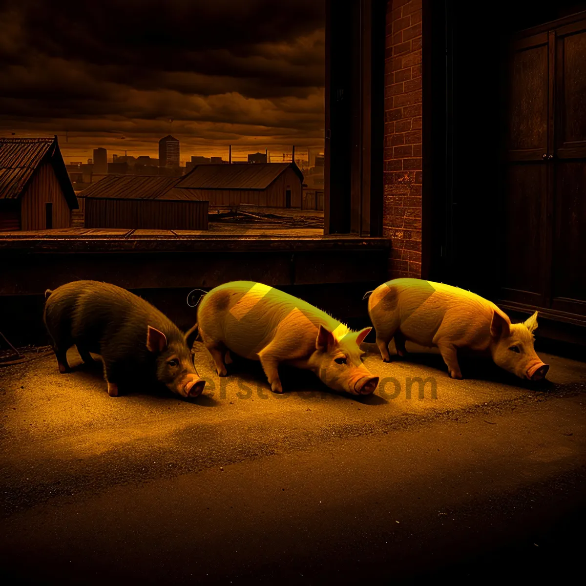 Picture of Farm Hog Pen - Enclosure for Swine Husbandry