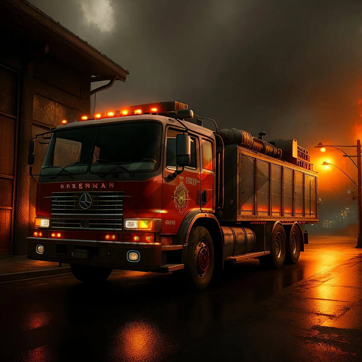 Picture of Fast-moving Freight Truck on Highway