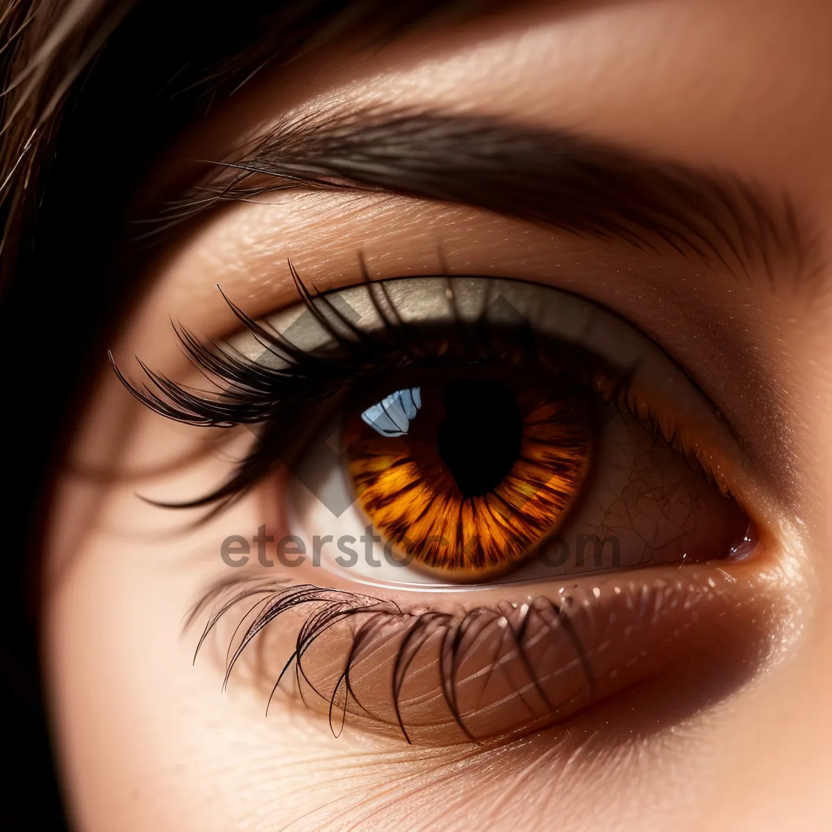 Picture of Beautiful Closeup of Eye with Mascara-Coated Eyelashes