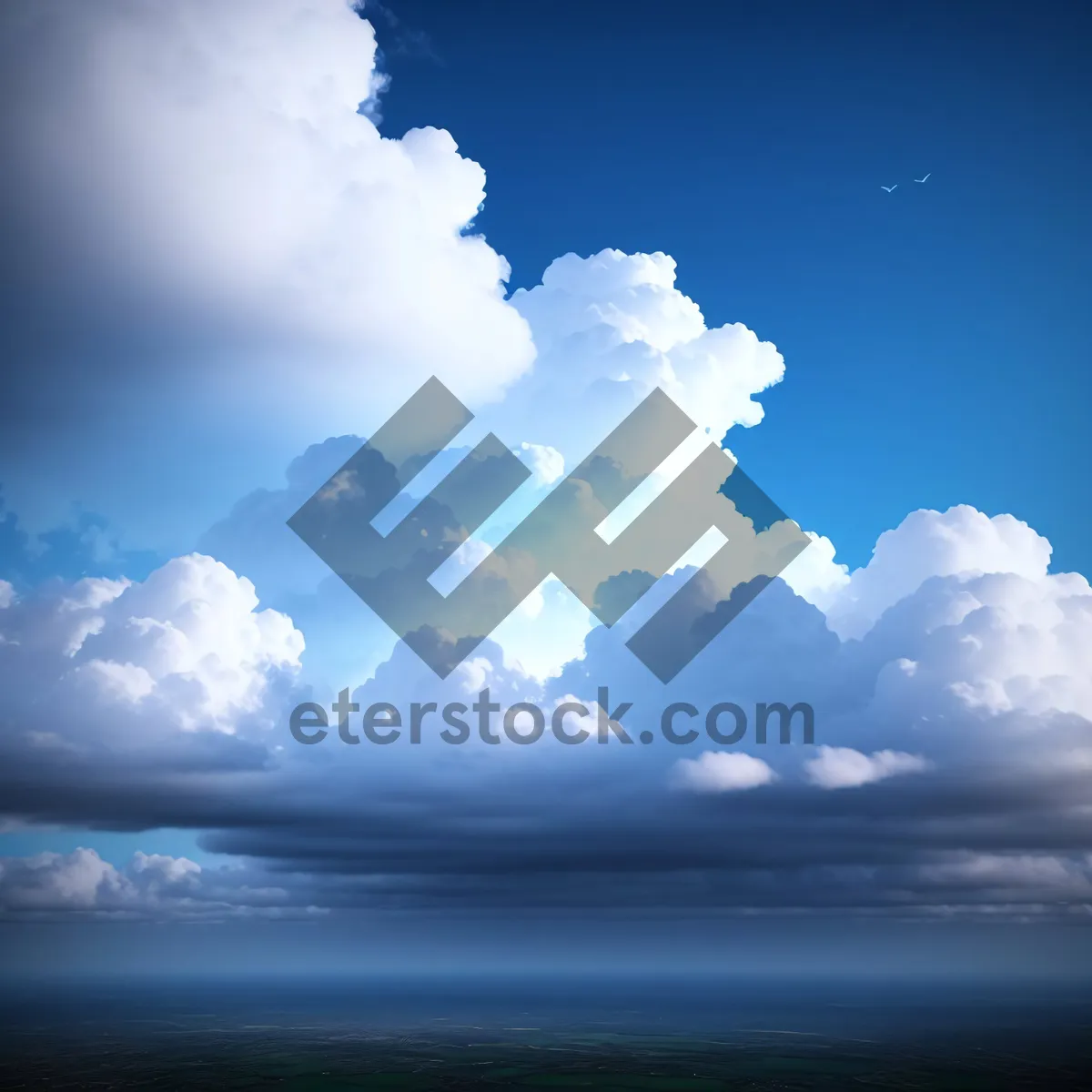 Picture of Vibrant Summer Sky with Fluffy Cumulus Clouds