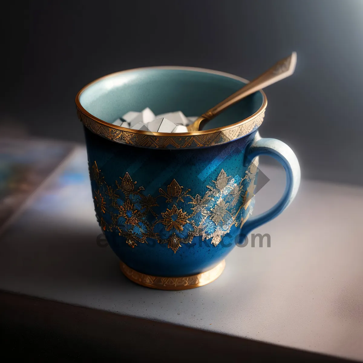 Picture of Hot Caffeinated Beverage in Ceramic Mug with Saucer