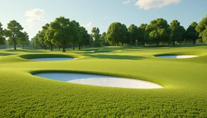 Scenic Golf Course with Rapeseed Field as Fairway