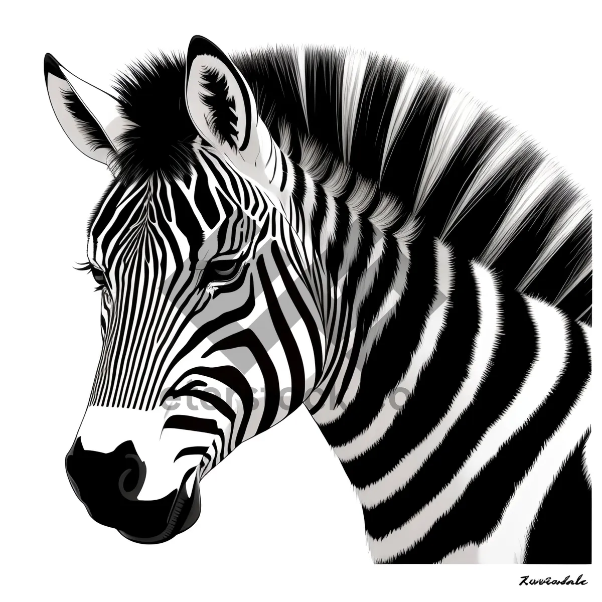 Picture of Striped Zebra in South African Wildlife Reserve