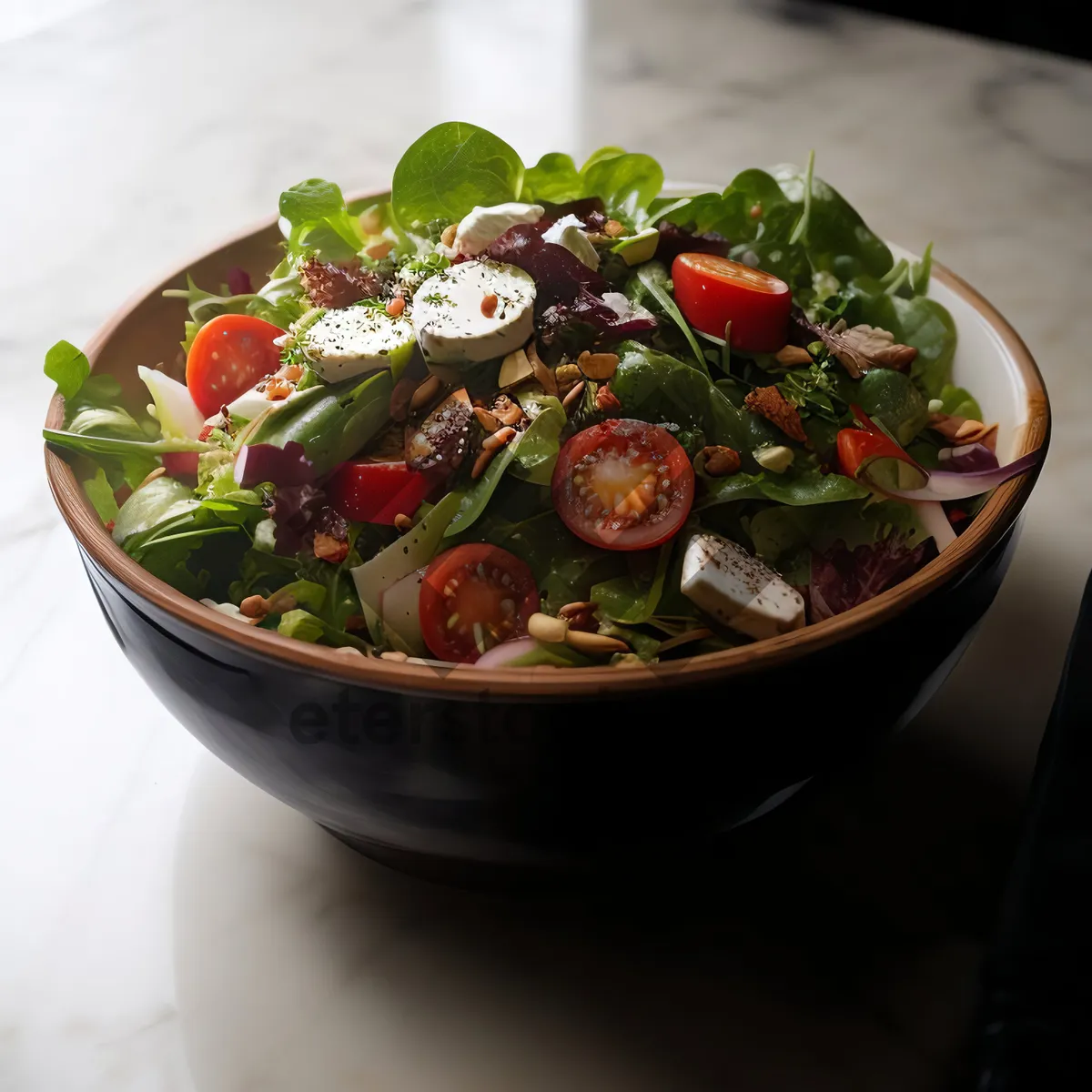 Picture of Fresh Veggie Salad with Herb Dressing - Delicious Lunch