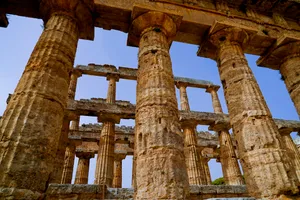 Ancient Roman Temple Tower in Historic City Skyline