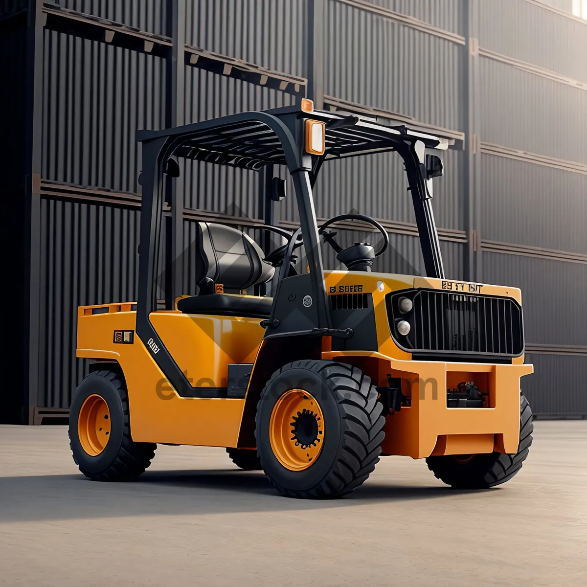 Picture of Heavy-duty Forklift delivering cargo in warehouse