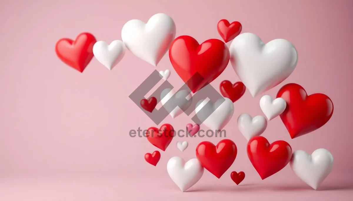 Picture of Pink heart symbol with confetti decoration for date card.