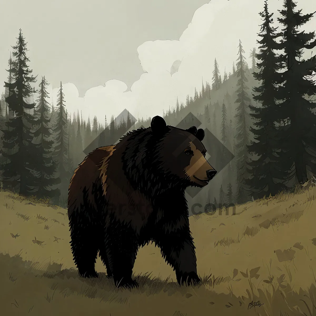 Picture of Majestic Brown Bear Roaming the Wild