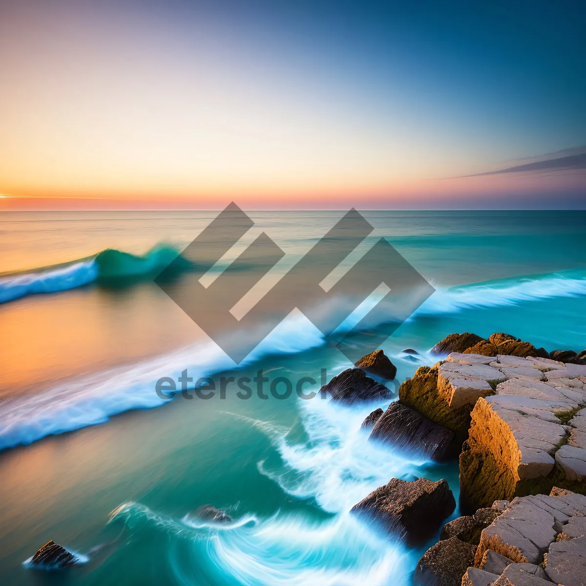 Picture of Sun-kissed Ocean Waves on Tropical Paradise Beach