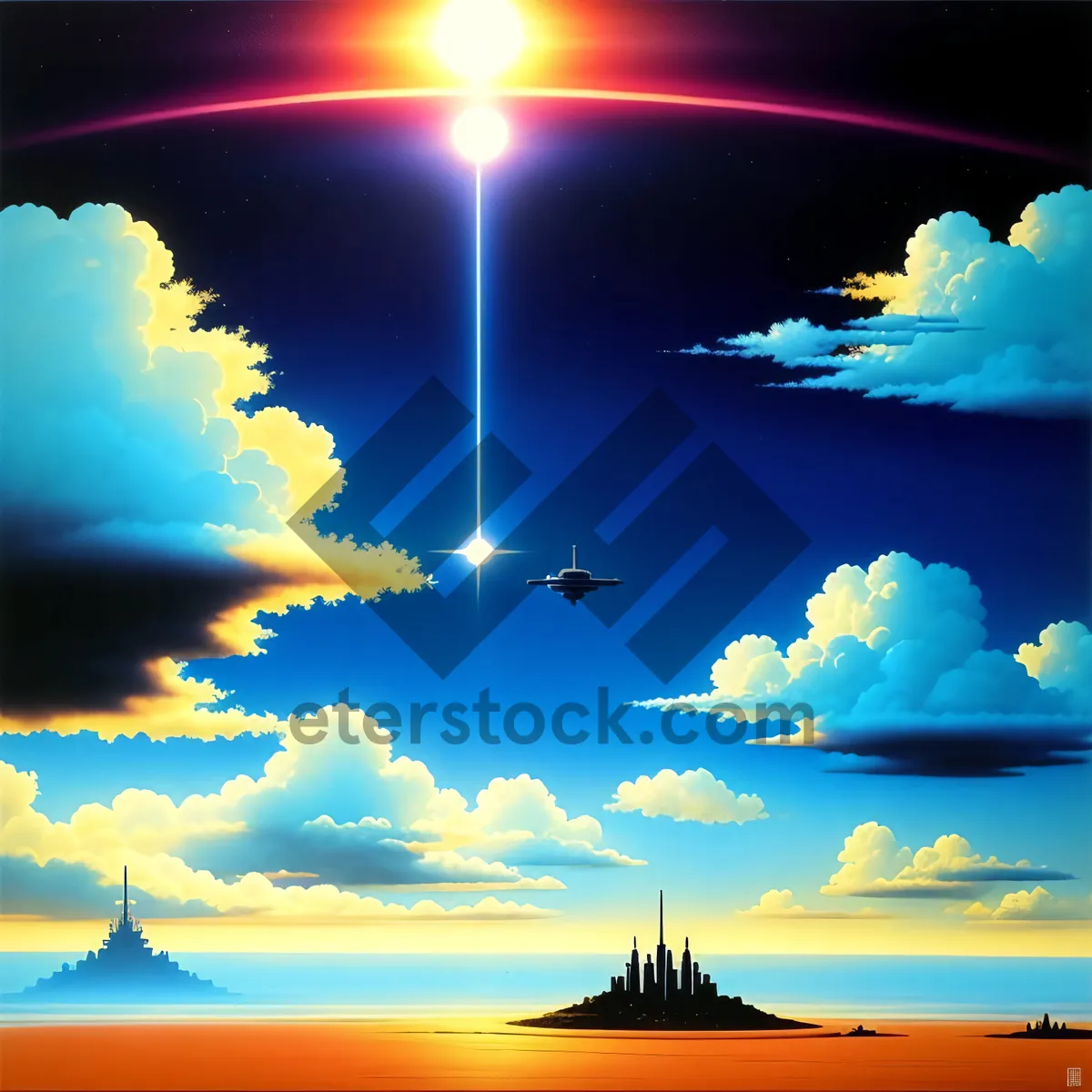 Picture of Dazzling Sunset Glow Over Summer Landscape