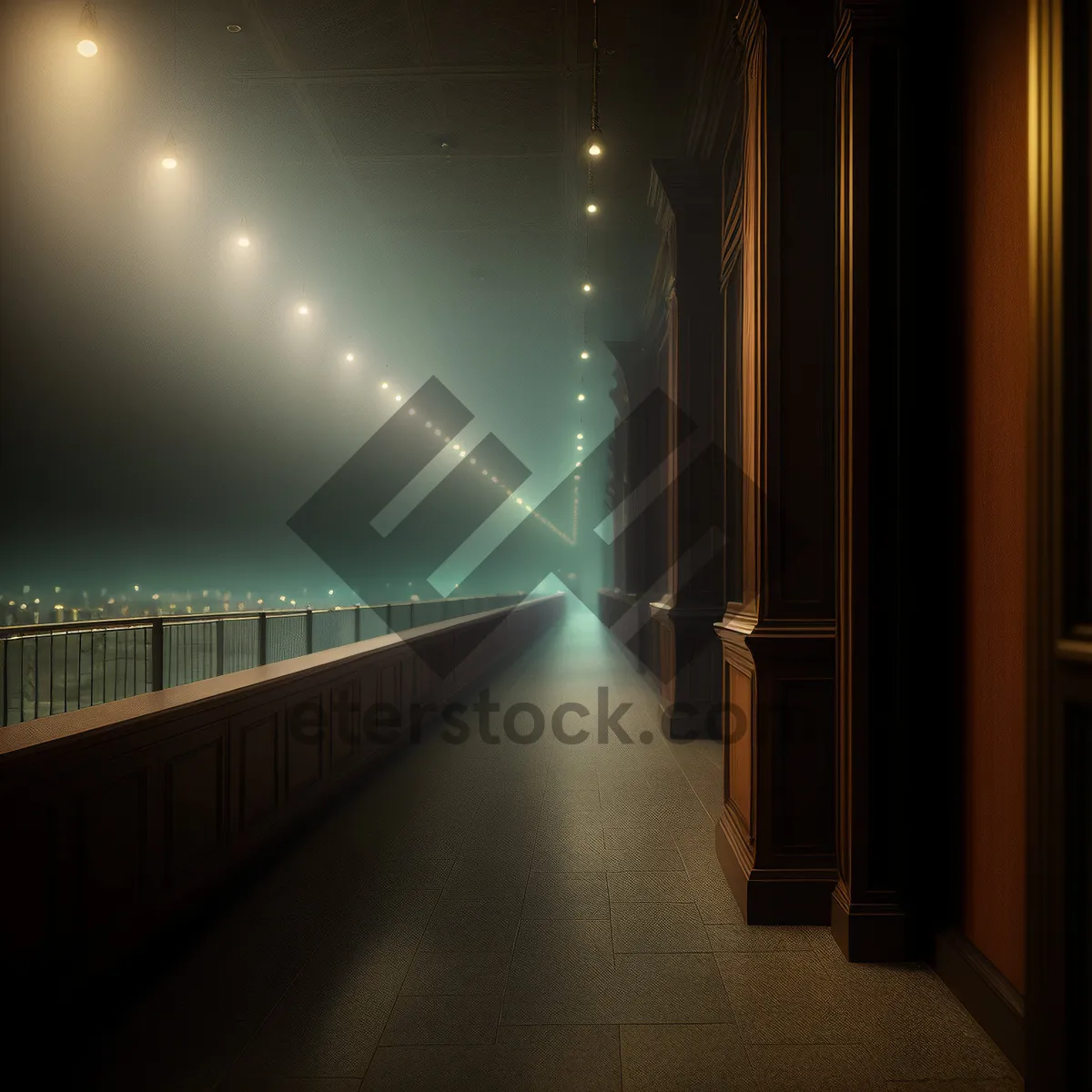 Picture of City night lights over urban bridge