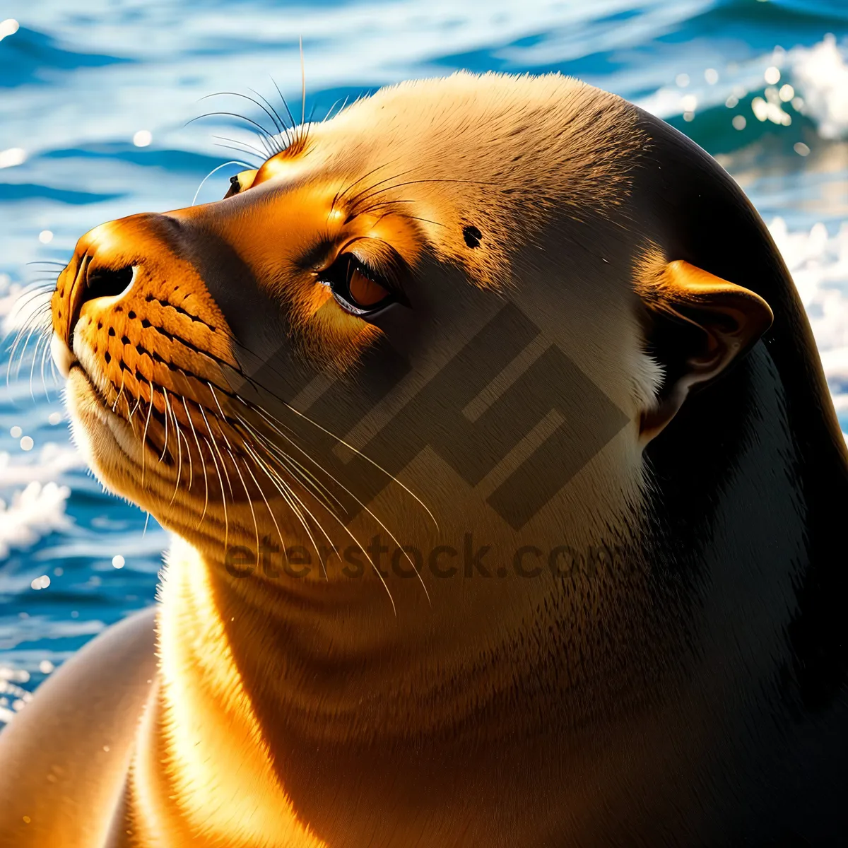 Picture of Wild Sea Lion Basking in Ocean Waters