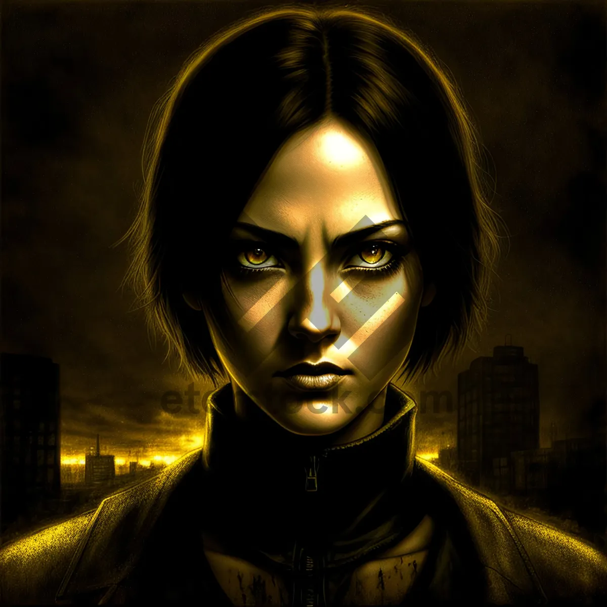 Picture of Stylish Brunette with Mesmerizing Eyes in Dark Makeup