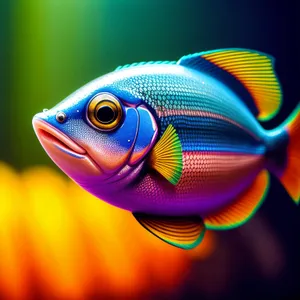 Golden Fin: Majestic Fish in Underwater Aquarium