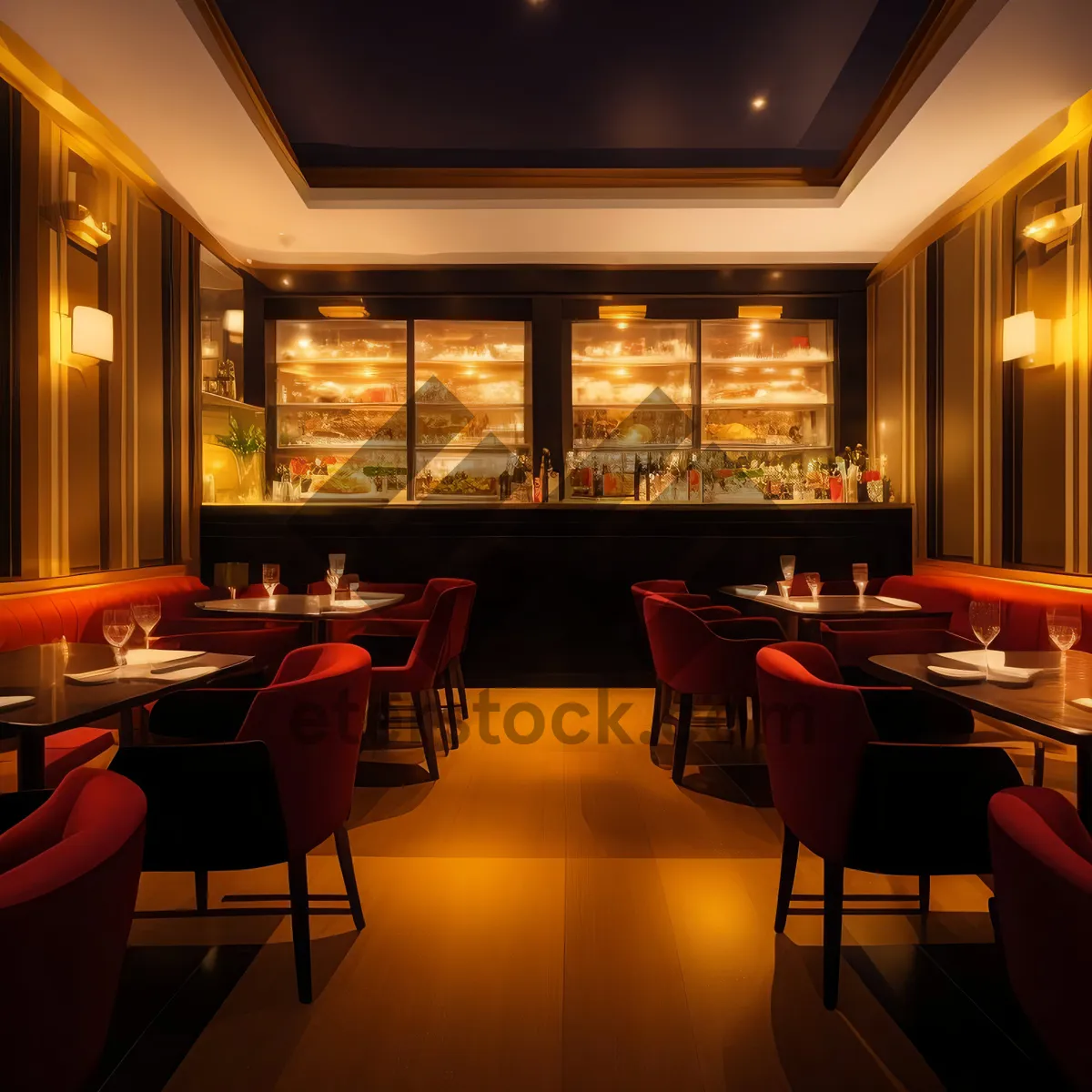 Picture of Modern luxury restaurant interior design with comfortable chairs