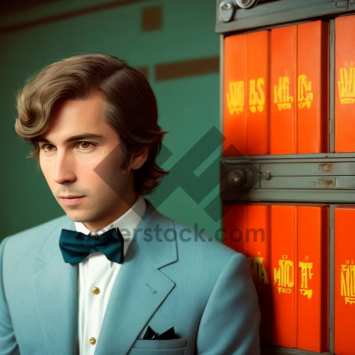 Picture of Smiling Waiter in Bow Tie and Suit