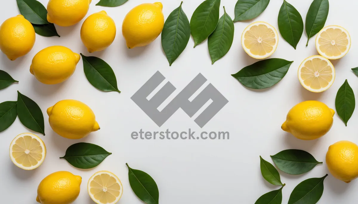 Picture of Ripe Organic Orange Citrus Fruit on Leafy Branch